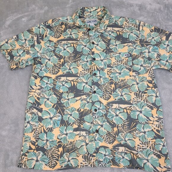 Salty Crew Island Daze Short Sleeve Woven Button-Up Shirt - Gold Size X-Large - Picture 1 of 8